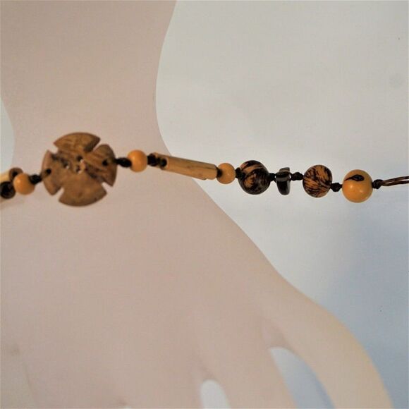 Wooden Beaded Wrap Bohemian Hippie Bracelet Adjustable Ties - Picture 5 of 7